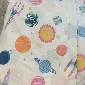 Queen Pottery Barn Kids Space Adventure Bedding Set - Blue, Pink, Orange, Green